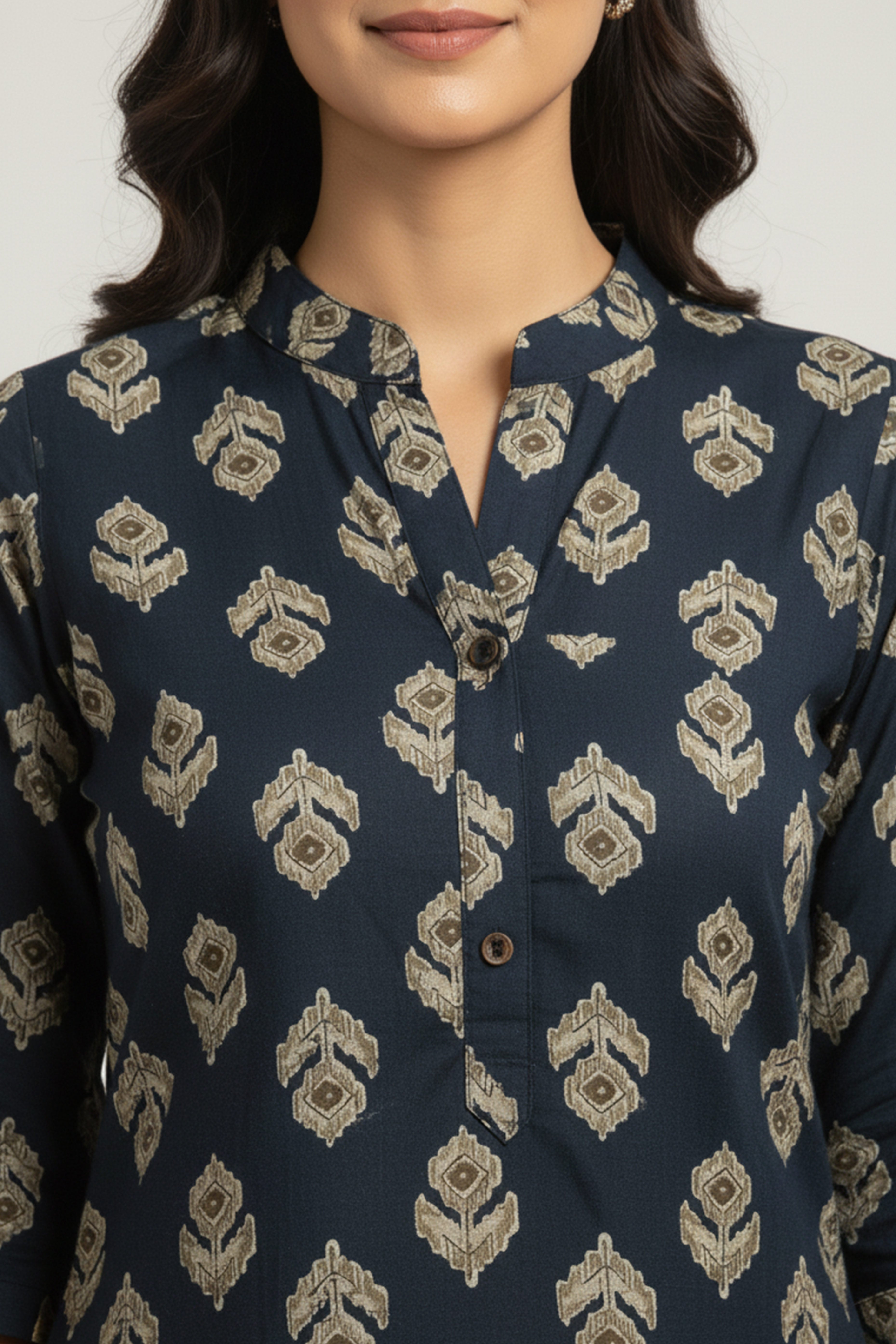 Blue Floral Printed Straight Kurti in Soft Rayon Fabric For Casual Look