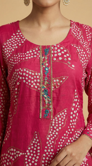 Pink Rayon Straight Cut Salwar Suit with Minimal Polka Dot Design