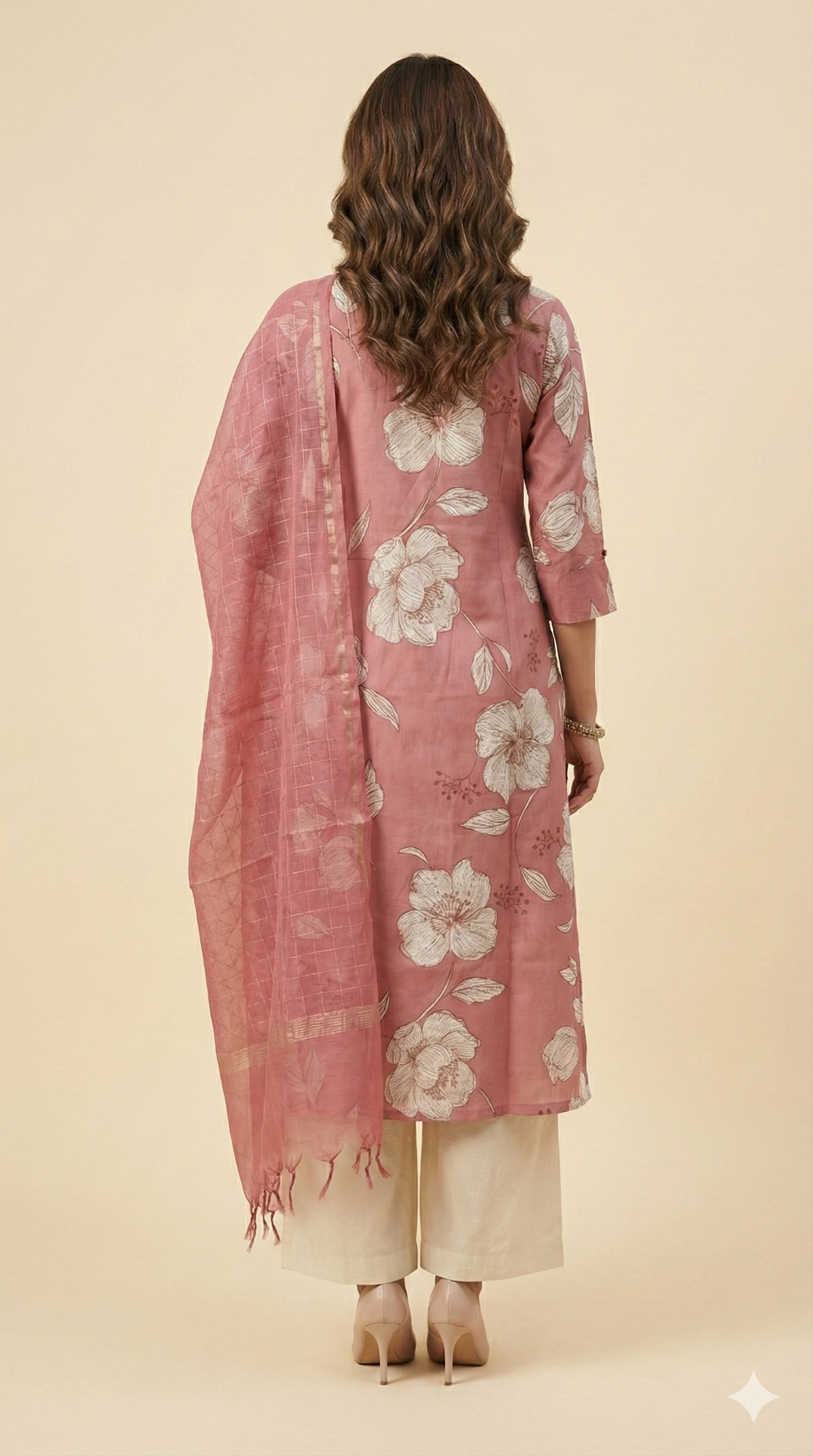 Pink Floral Print Viscose A Line Salwar Suit Comfortable Ethnic Essential