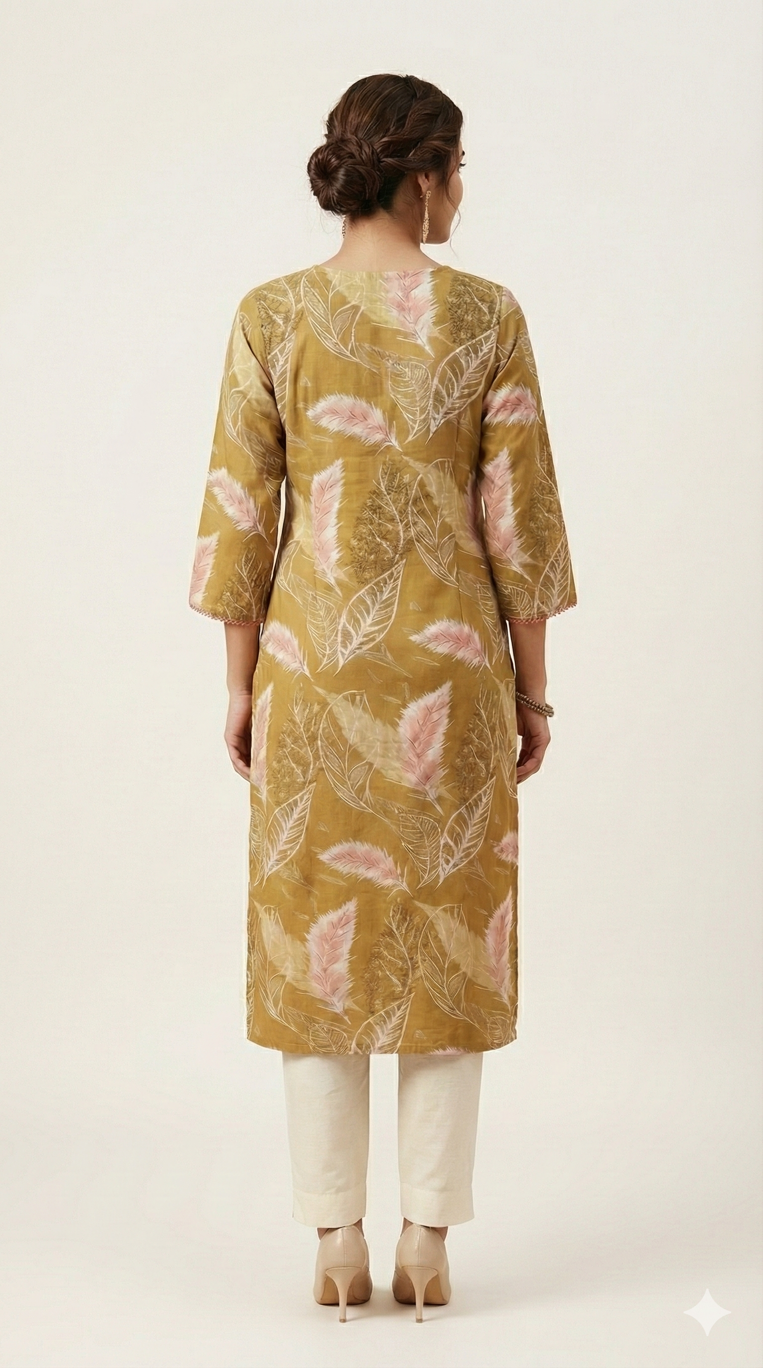 Green Floral Print Viscose Blend Straight-Fit Kurti for Comfortable Casual Styling