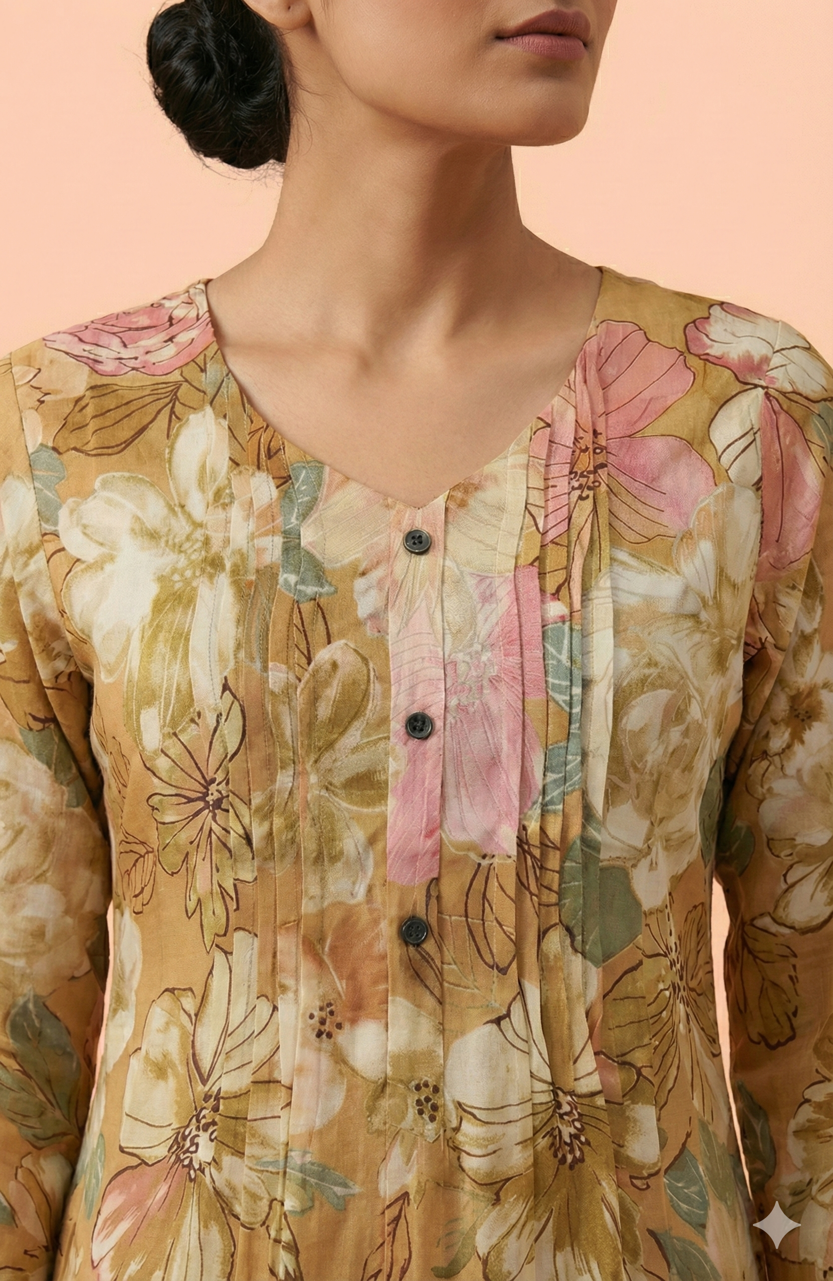 Mustard Floral Printed Muslin Co-Ord Set Offering Lightweight Comfort and Chic Daily Wear Appeal