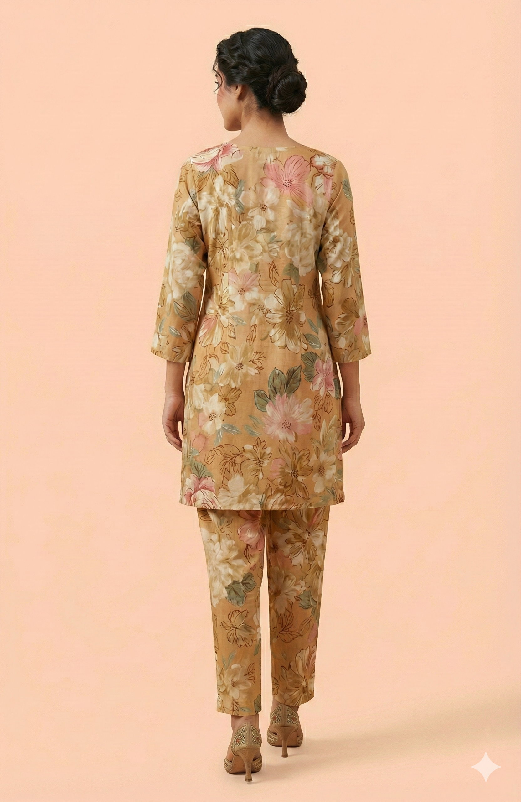 Mustard Floral Printed Muslin Co-Ord Set Offering Lightweight Comfort and Chic Daily Wear Appeal