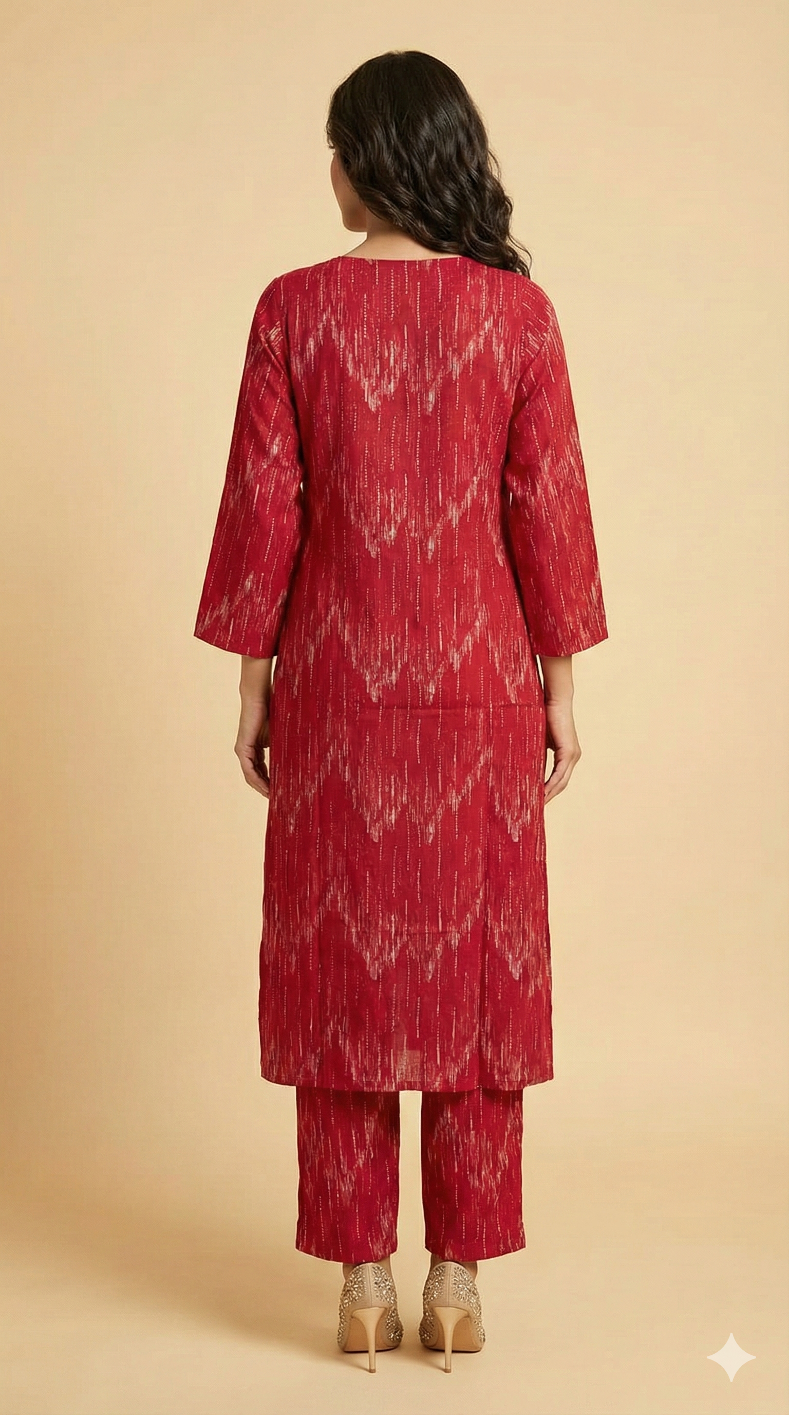 Pink Rayon Straight-Cut Co-Ord Set Featuring Elegant Ikkat Prints