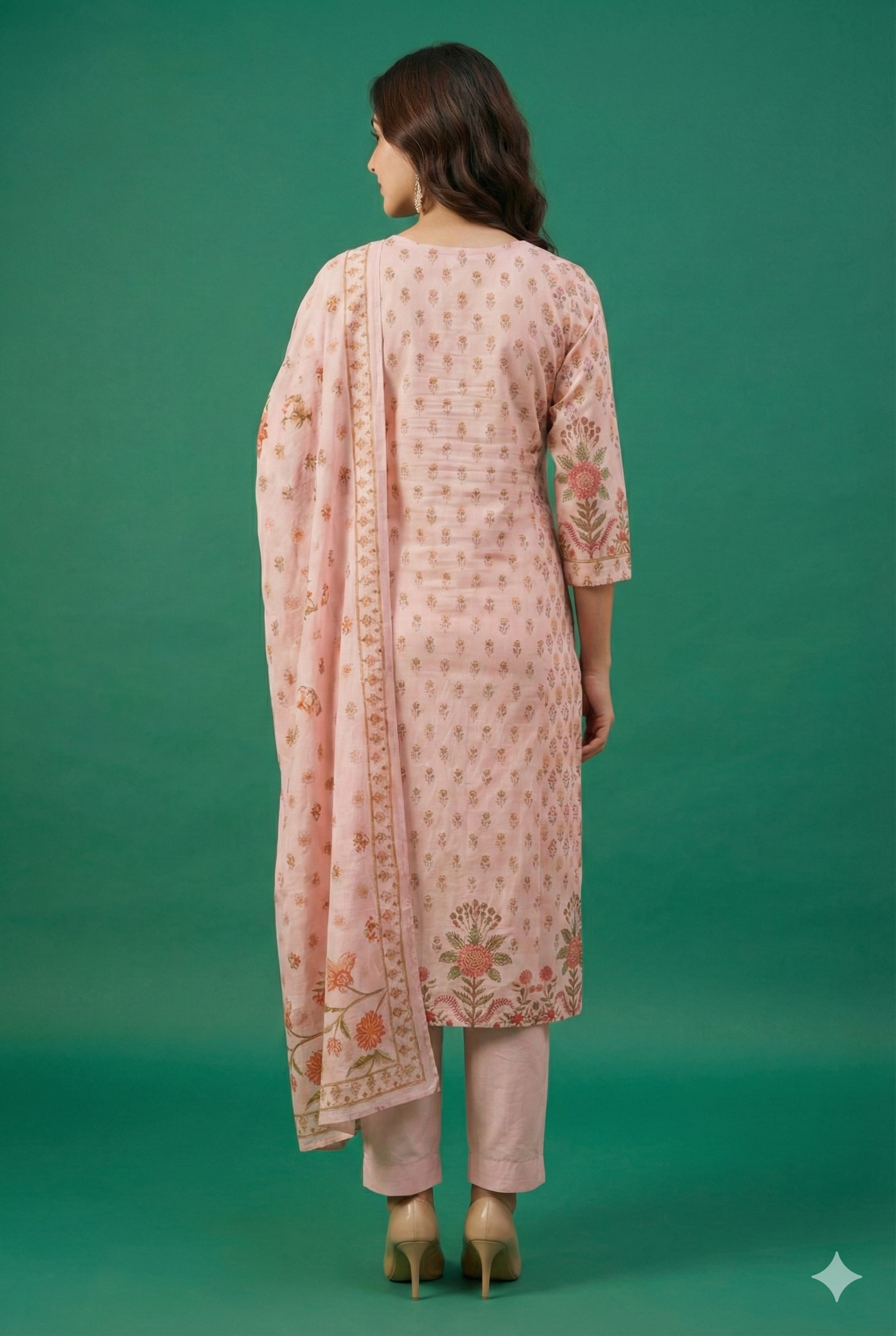Baby Pink Floral Printed Muslin Straight Cut Salwar Suit for Casual to Festive Styling