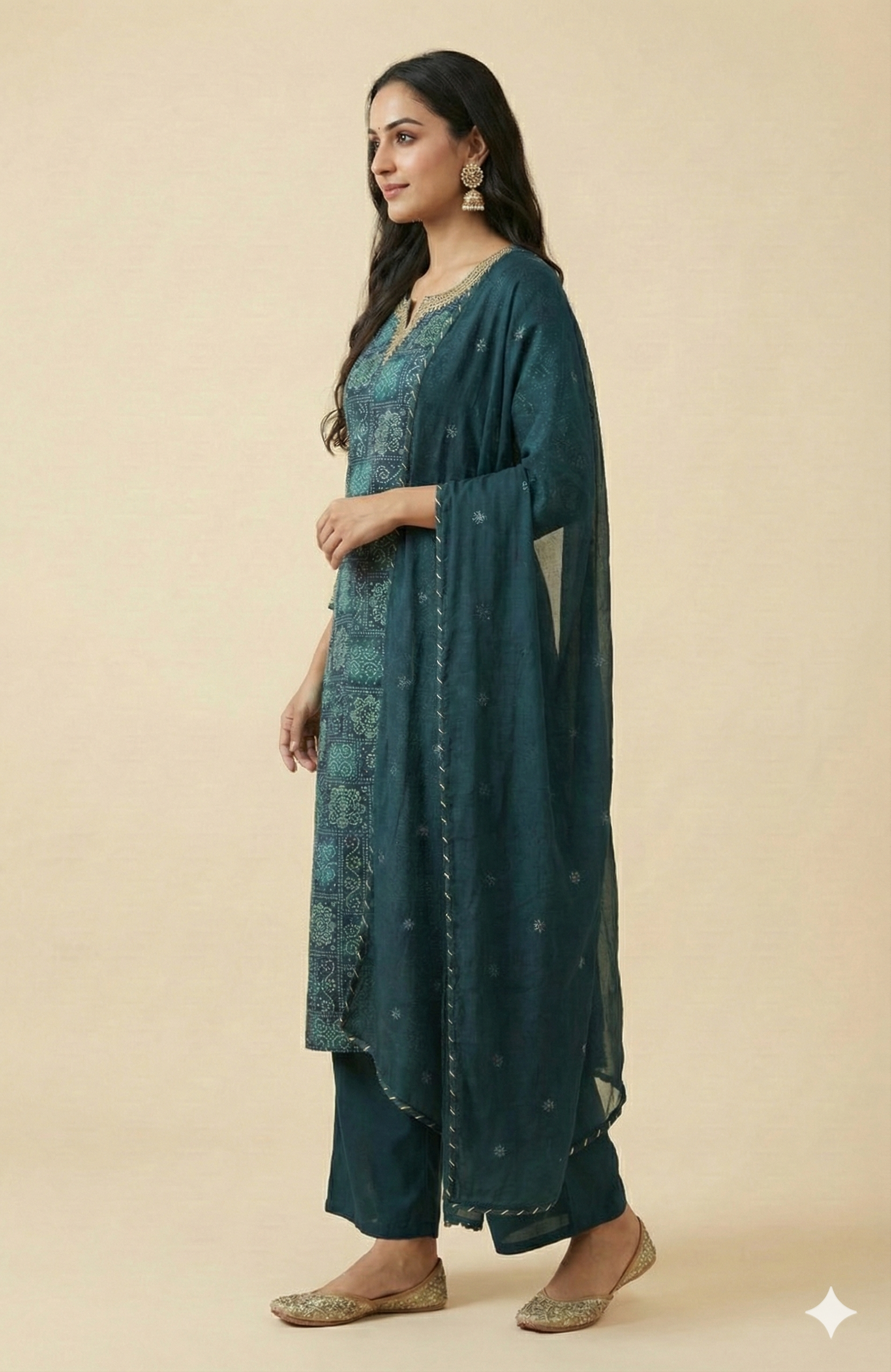 Blue Traditional Bandhani Print Rayon Straight-Cut Salwar Suit with Graceful Appeal