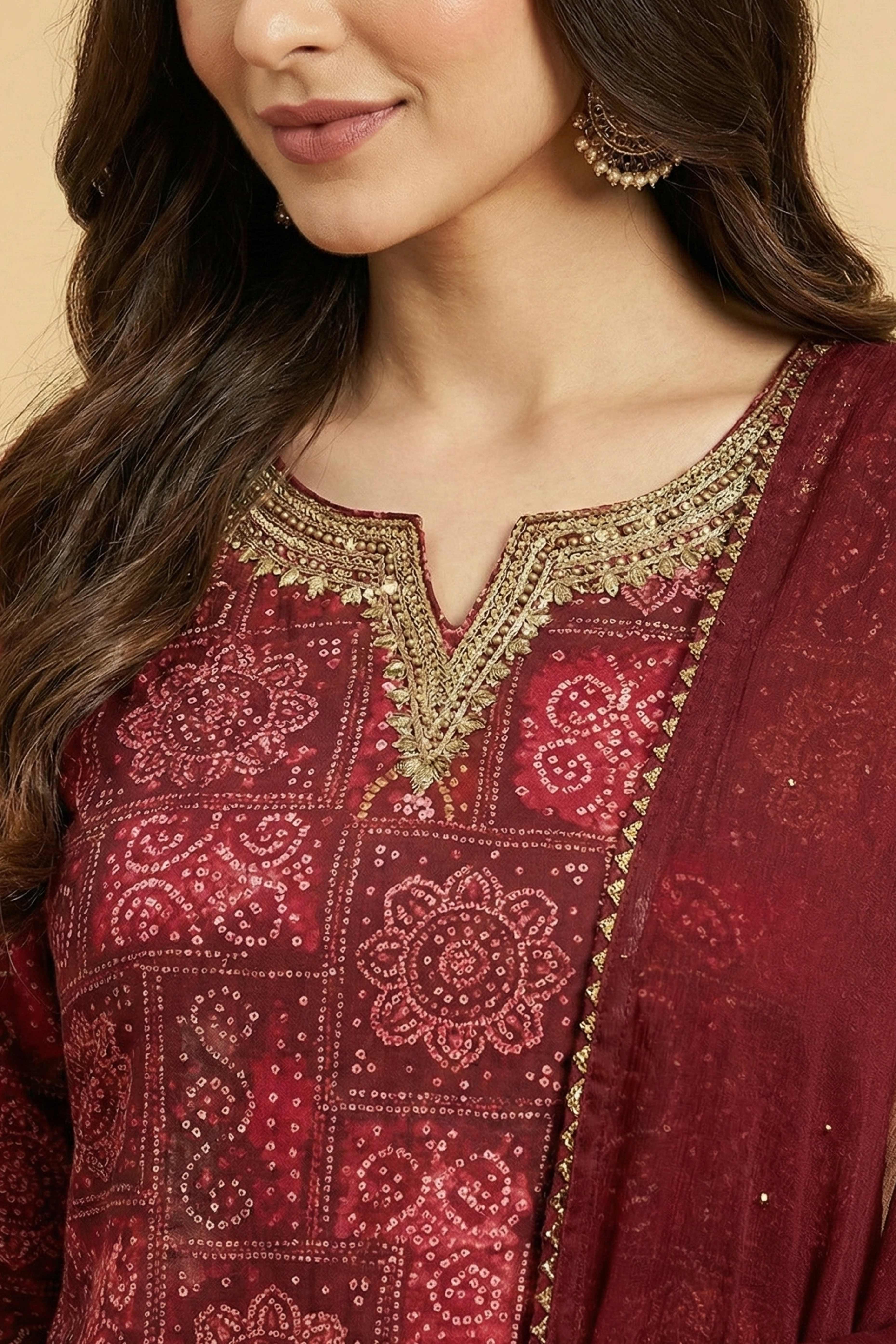 Pink Traditional Bandhani Print Rayon Straight-Cut Salwar Suit with Graceful Appeal