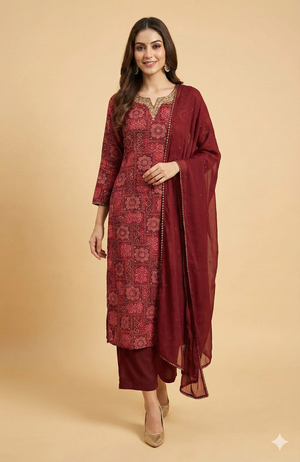 Pink Traditional Bandhani Print Rayon Straight-Cut Salwar Suit with Graceful Appeal