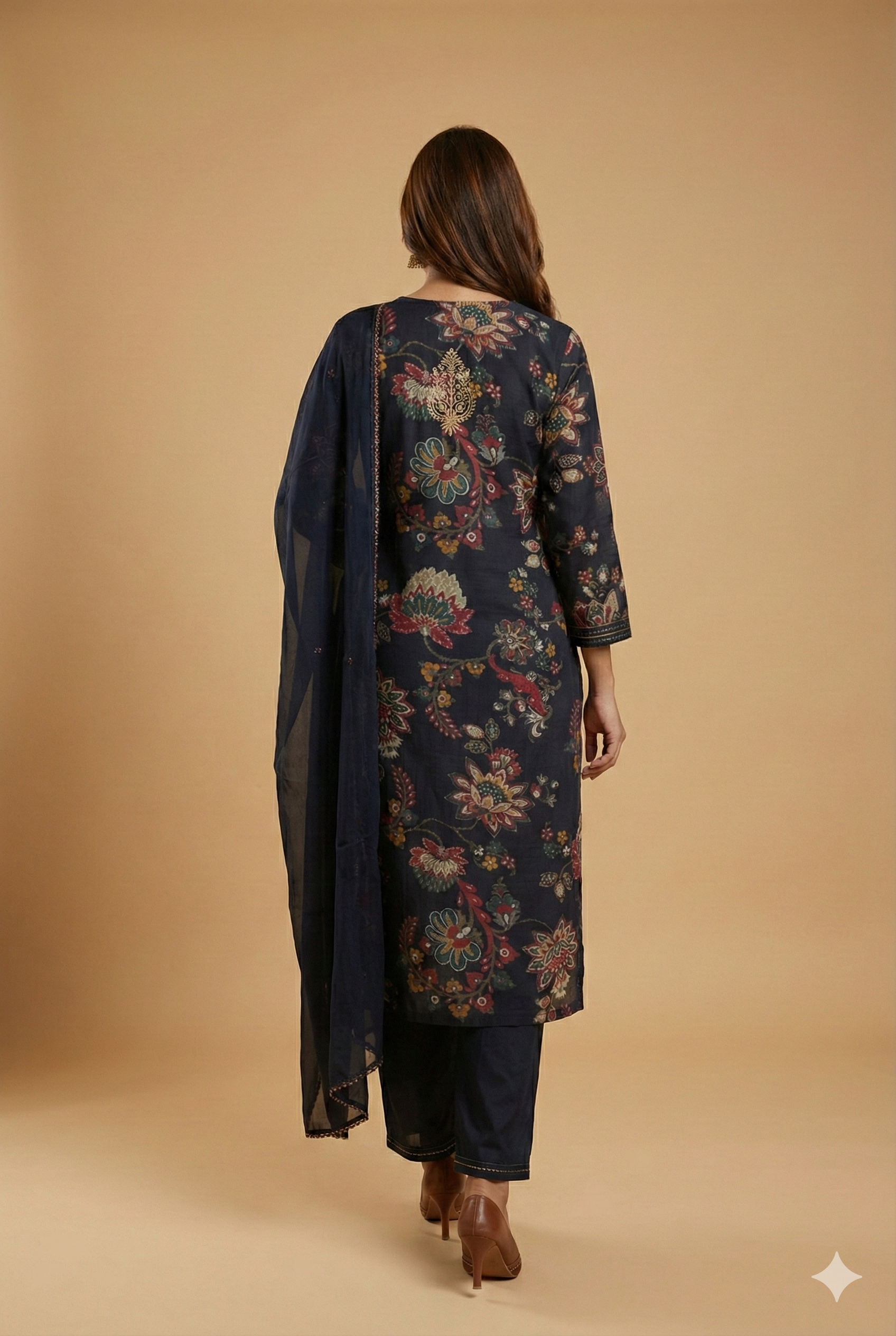 Blue Soft Viscose Straight-Cut Salwar Suit Enhanced with Delicate Floral Printing