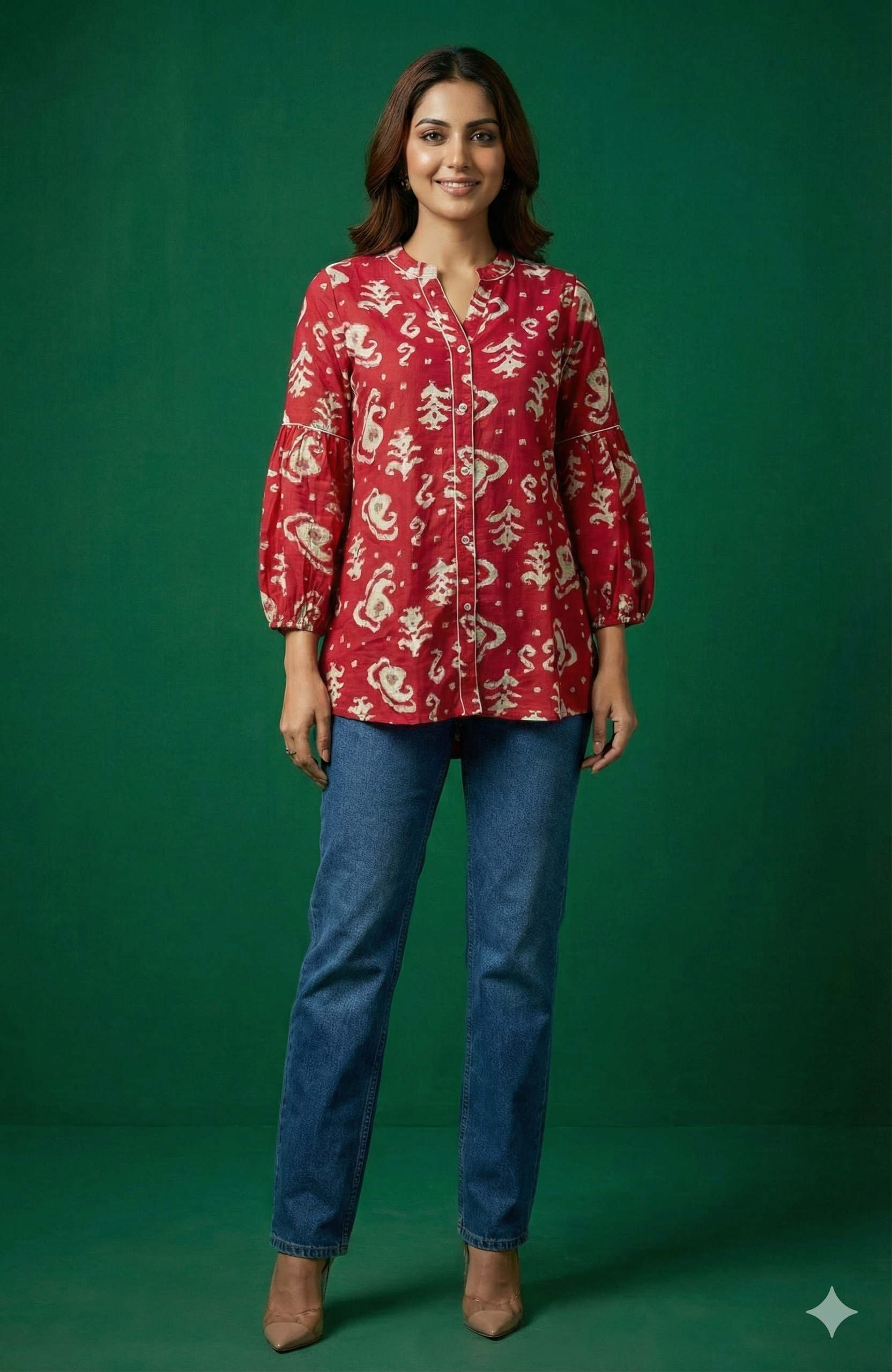 Rani Pink Handcrafted Block Print Rayon A-Line Top with Comfortable Fit