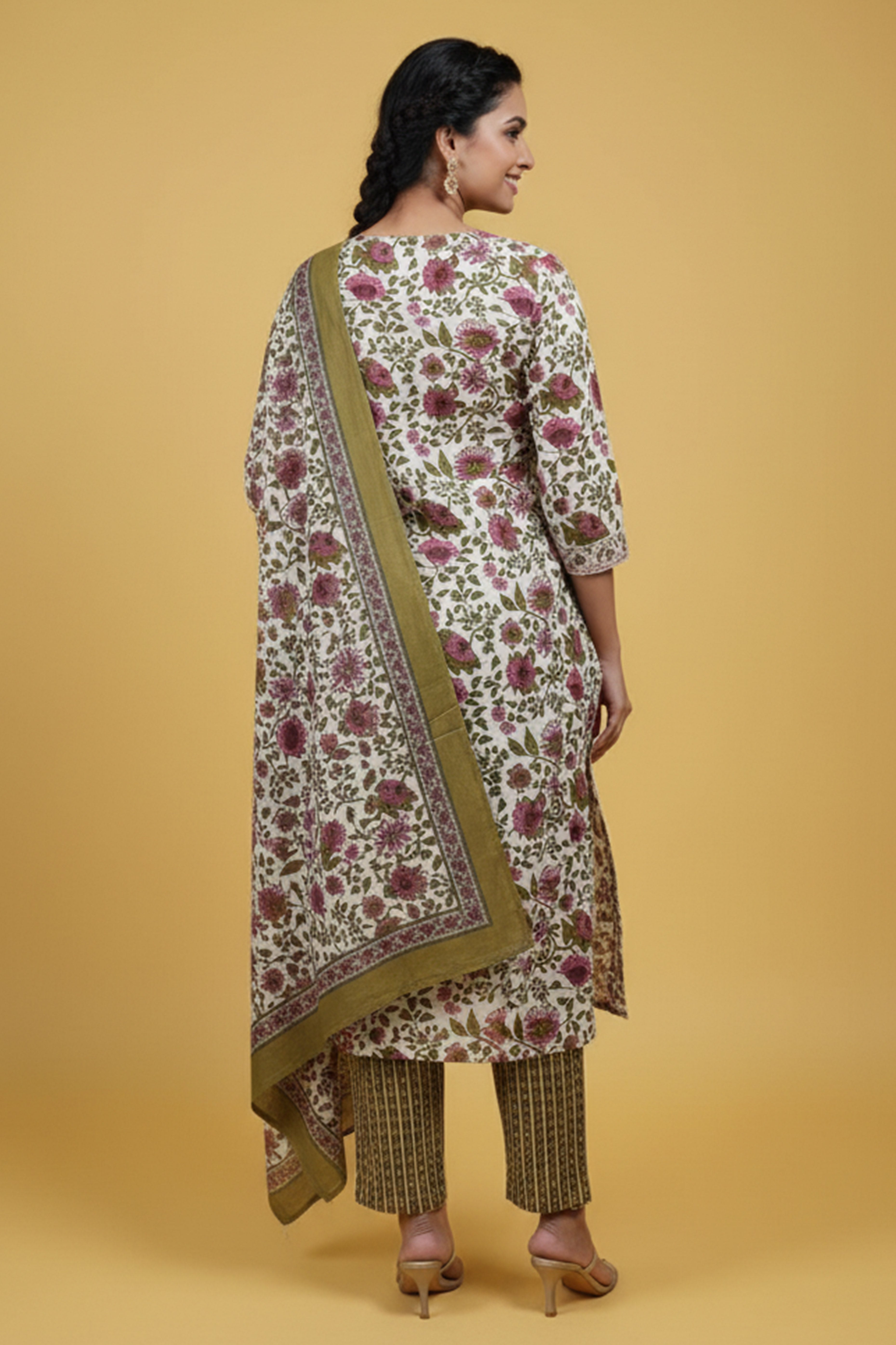 Comfortable Green Floral Printed Salwar Suit in Soft Cotton Fabric for Everyday Wear