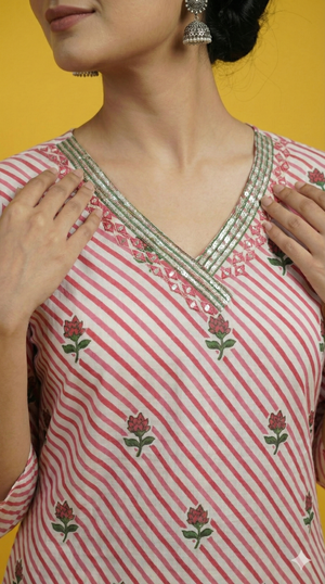 White Floral Printed Pure Cotton Straight Cut Salwar Suit for Festive Wear