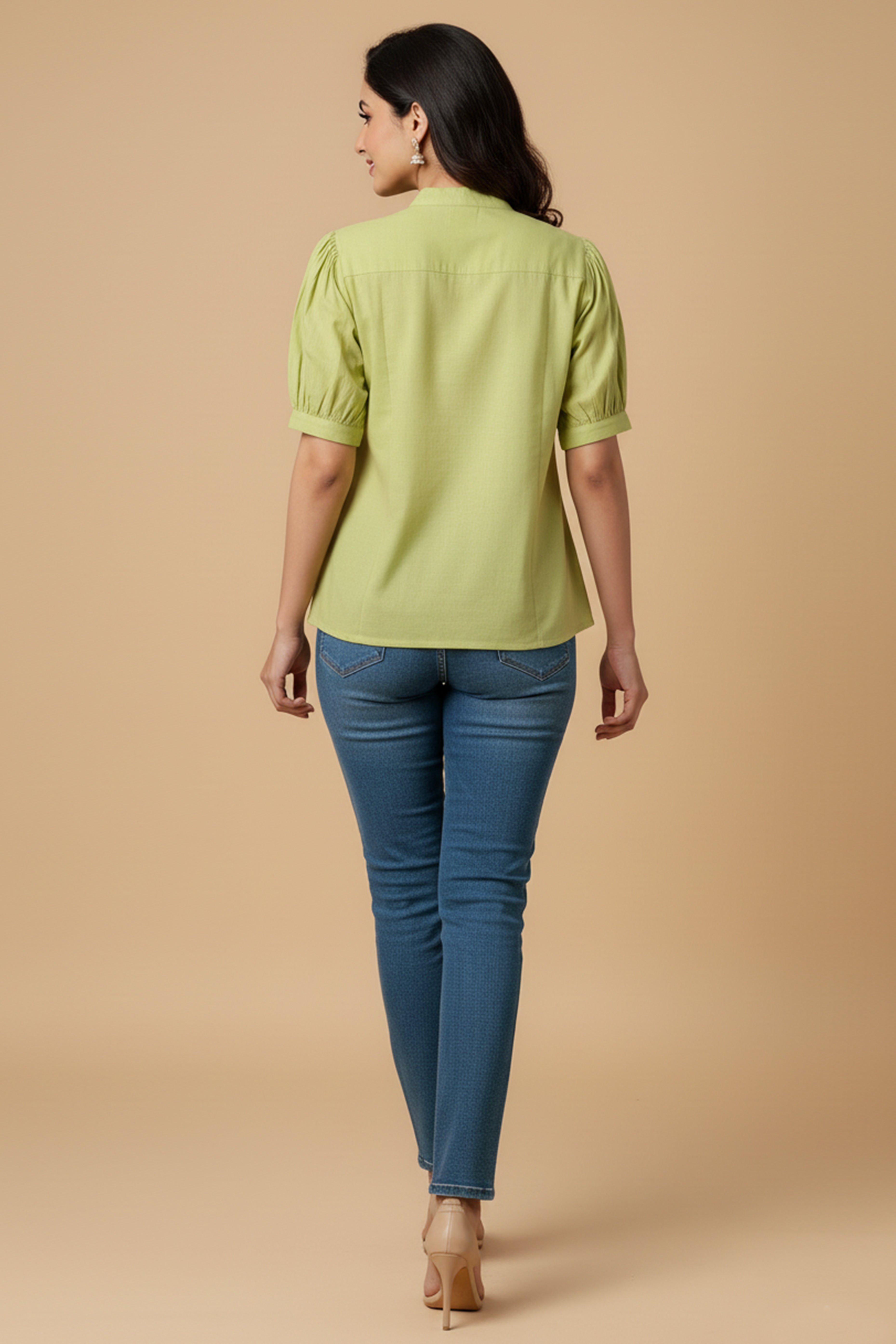 Trendy Green Solid Pattern Pure Cotton Top for Effortless Everyday Styling