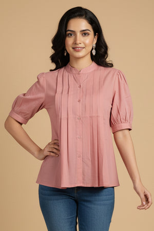Trendy Pink Solid Pattern Pure Cotton Top for Effortless Everyday Styling