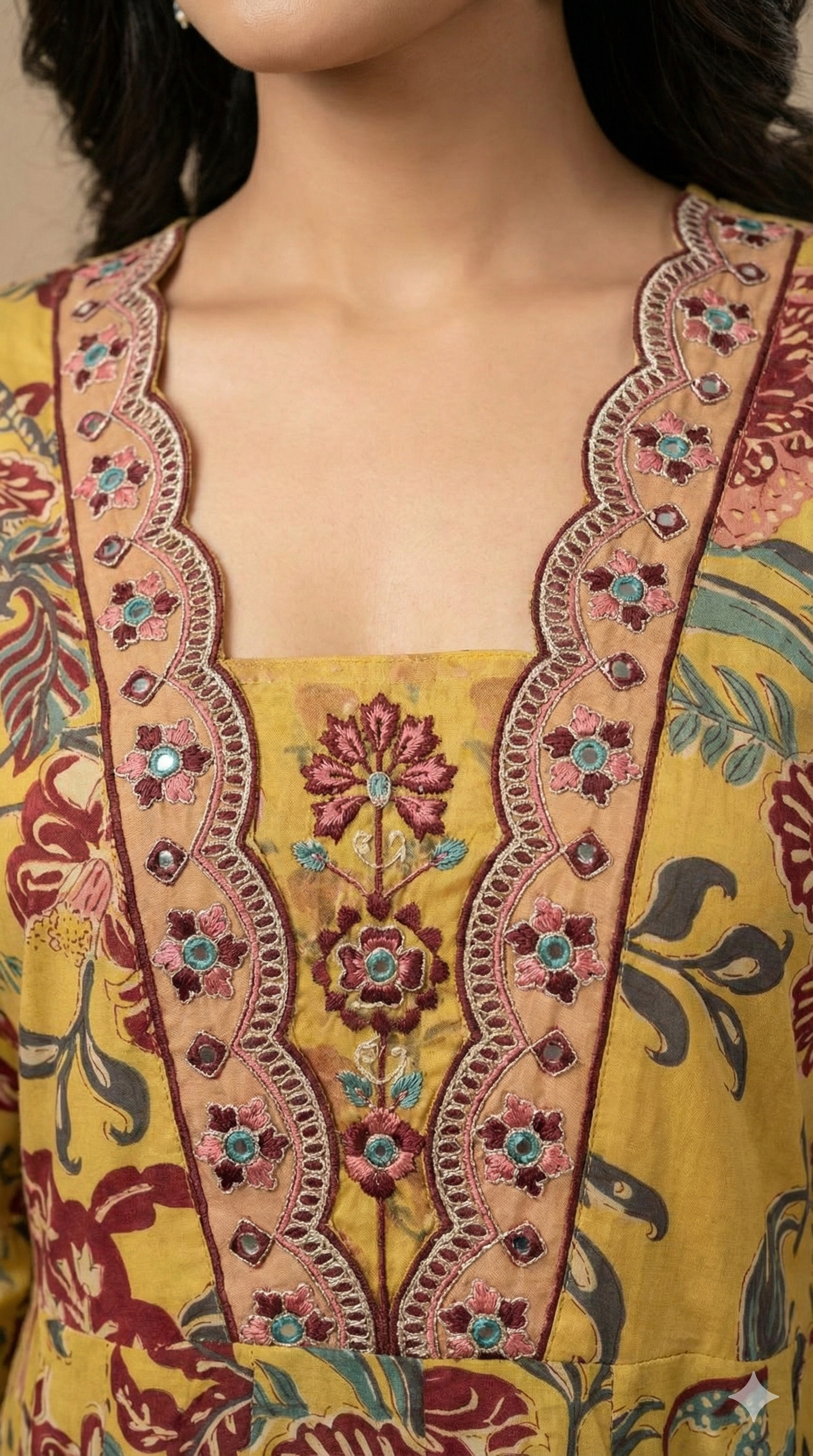 Mustard Floral Print Pure Cotton A-Line Salwar Suit Crafted for Breezy and Stylish Wear