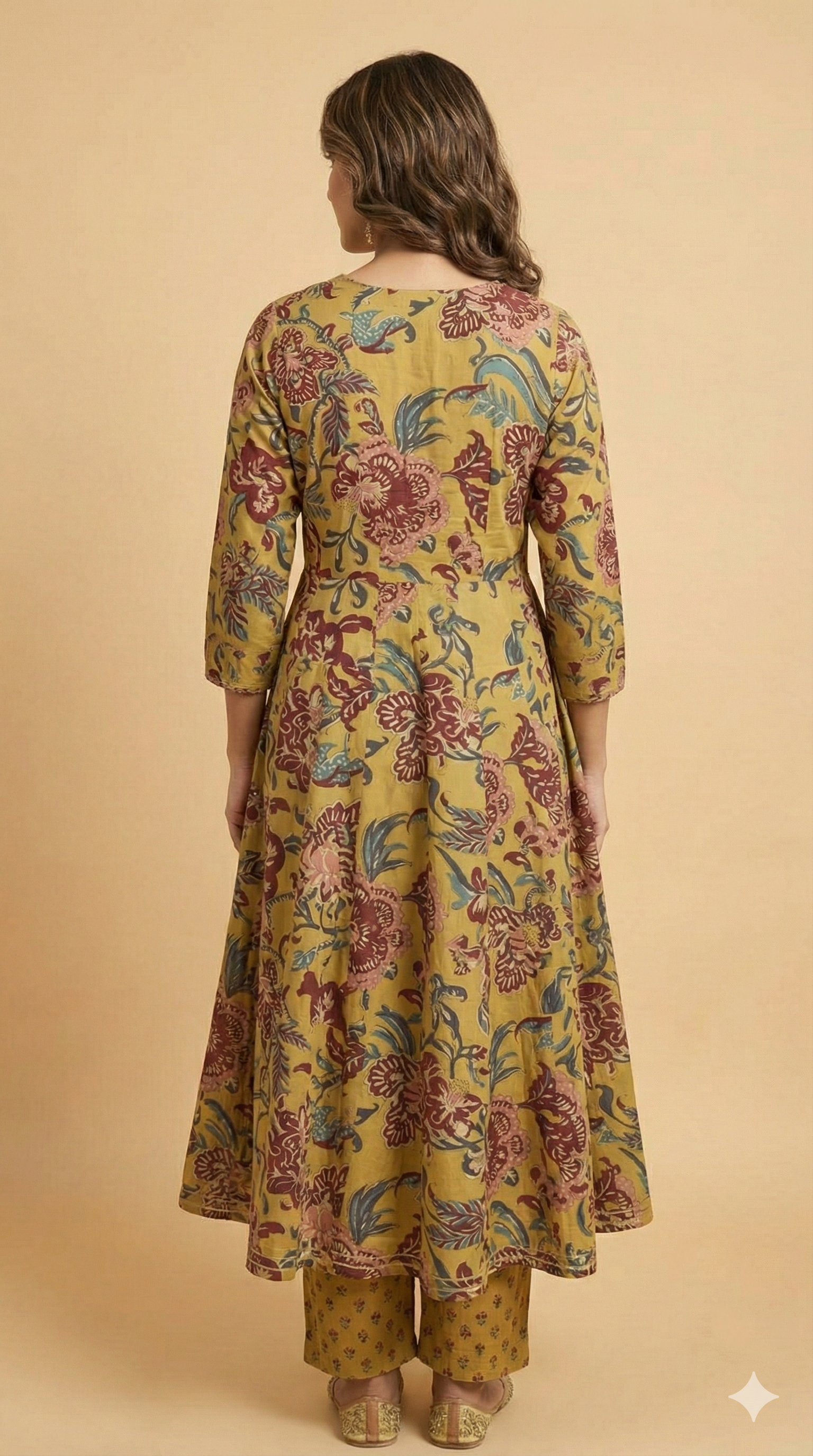 Mustard Floral Print Pure Cotton A-Line Salwar Suit Crafted for Breezy and Stylish Wear