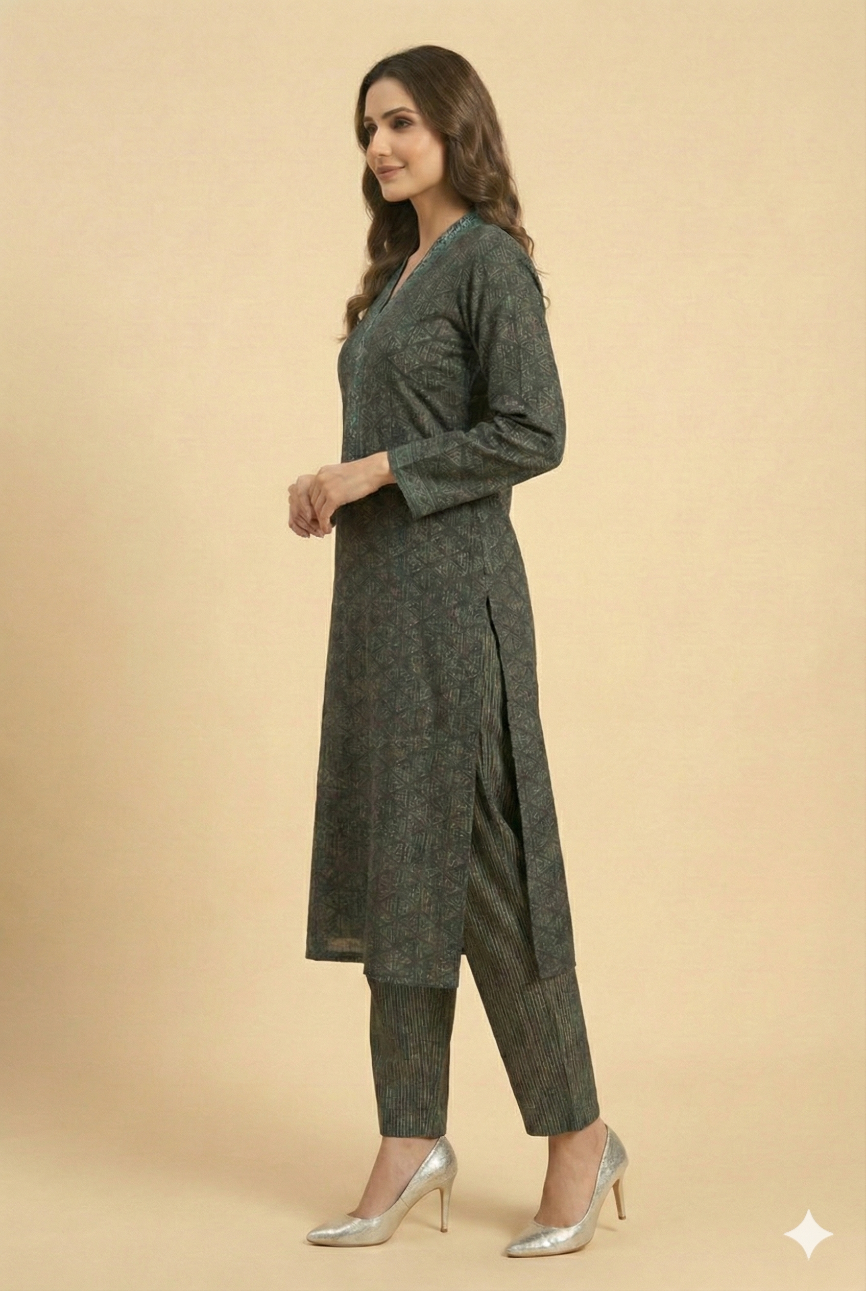 Black Pure Cotton Straight Cut Salwar Suit with Modern Geometric Prints