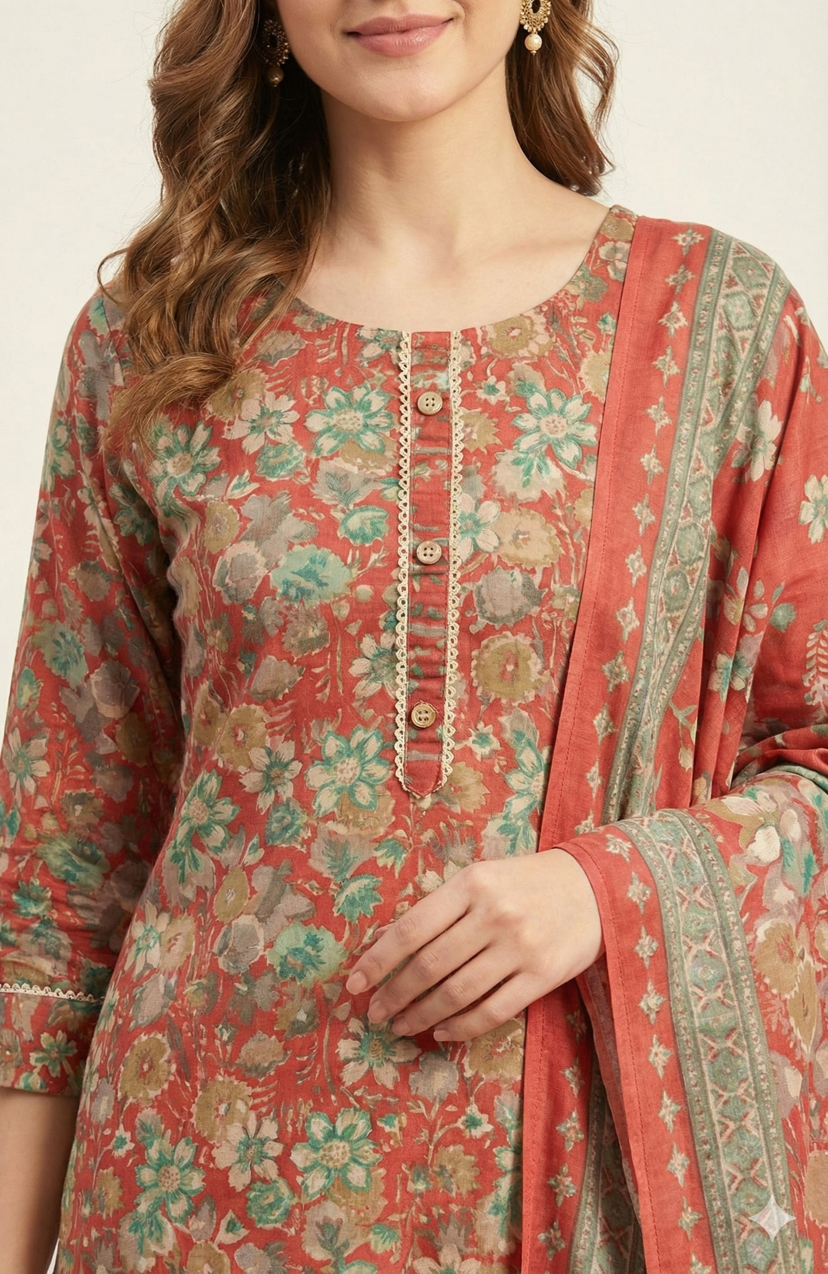 Gajari Pink Floral Printed Pure Cotton Suit