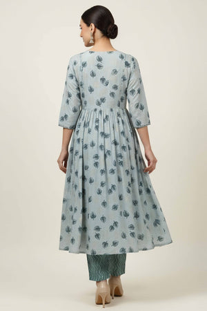 Green Foil Printed Modal Kurti Pant Set