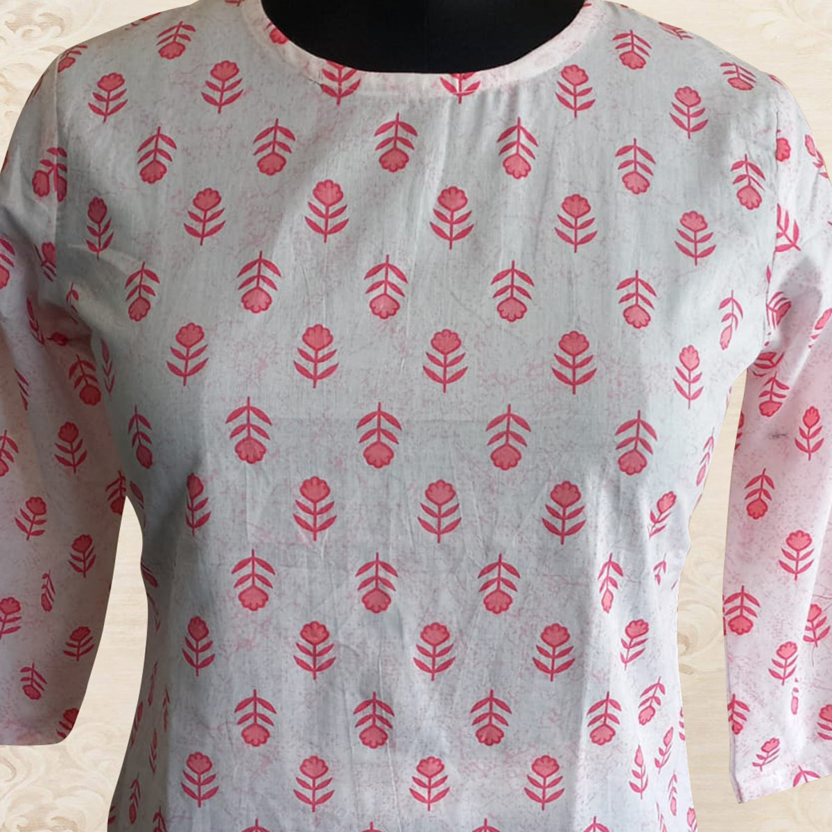 Pink Floral Printed Pure Cotton Top