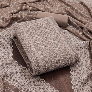 Brown Lucknowi Embroidered Georgette Suit