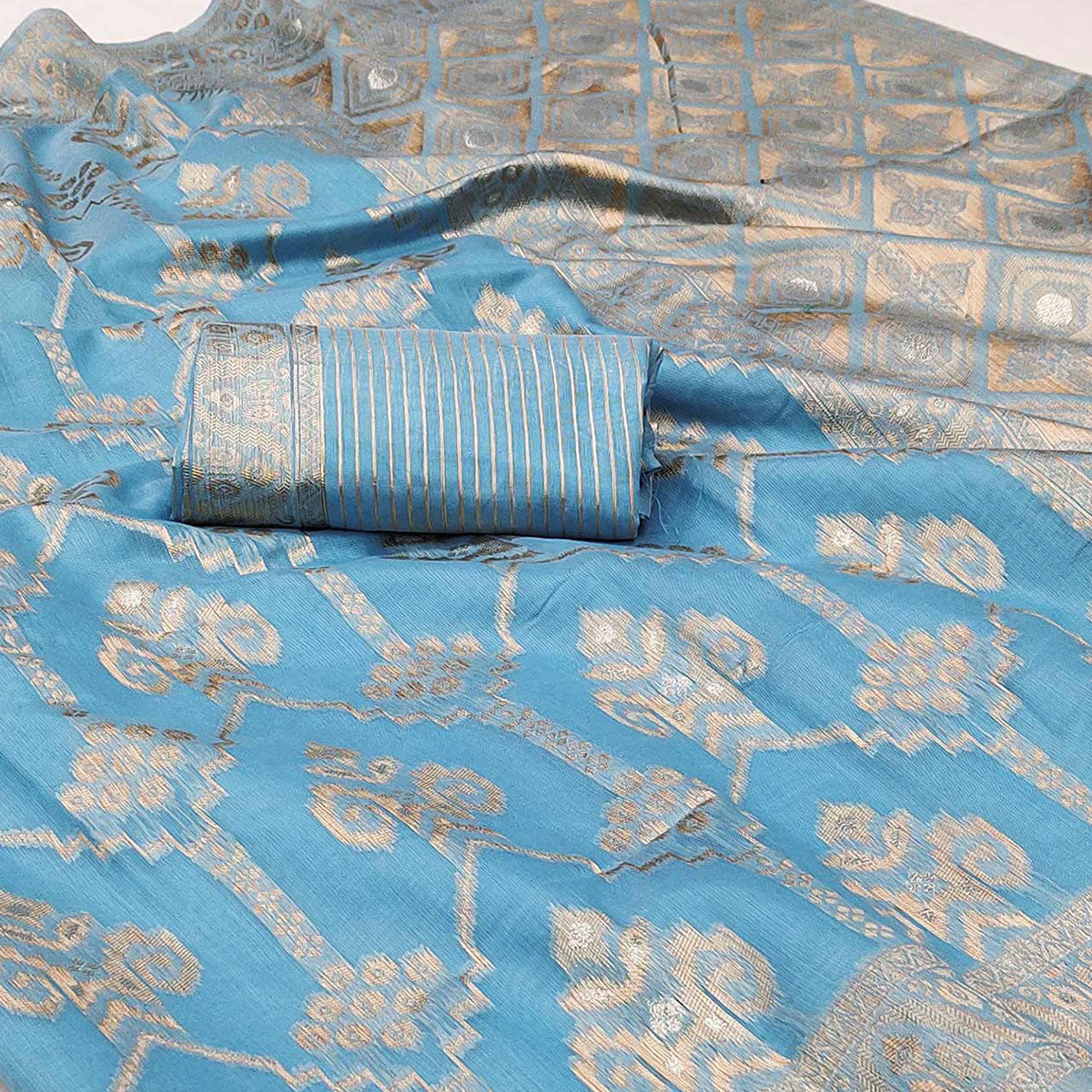 Blue Woven Jacquard Saree