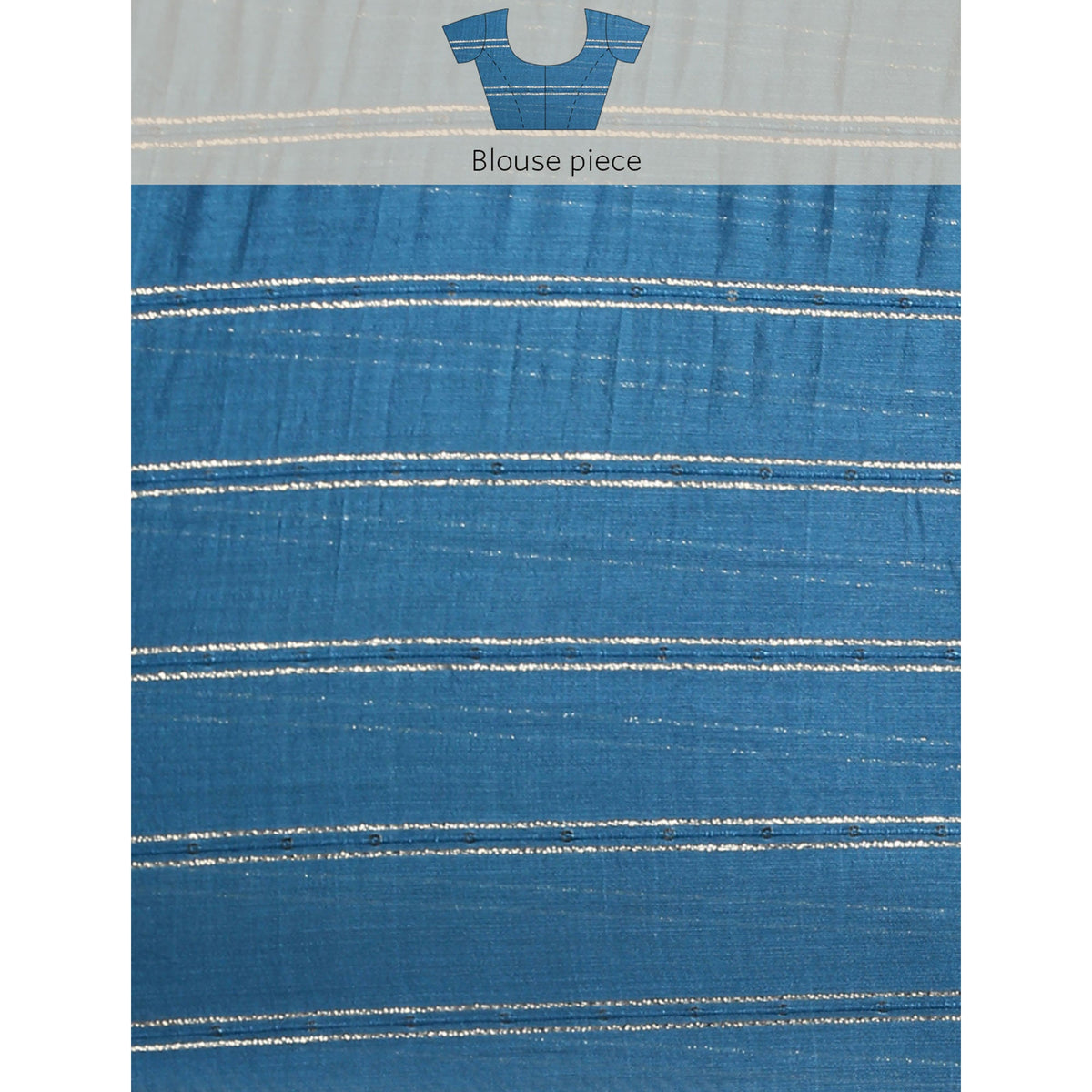 Blue Foil Printed With Embroidered Border Chiffon Saree - Image 2