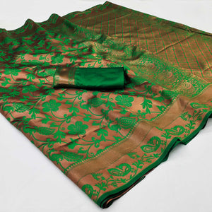 Green Woven Cotton Silk Saree
