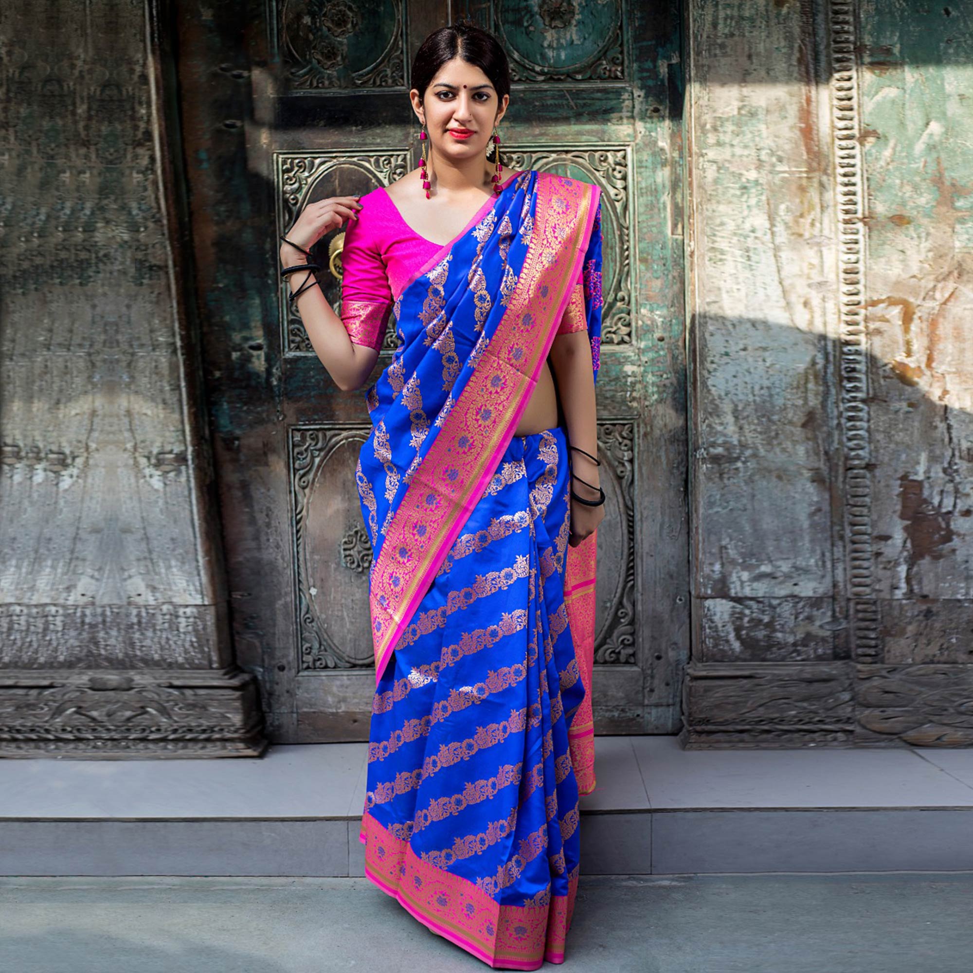 Blue Woven Banarasi Silk Saree
