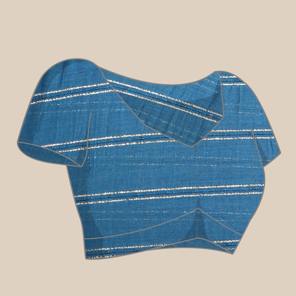Blue Foil Printed With Embroidered Border Chiffon Saree - Image 5