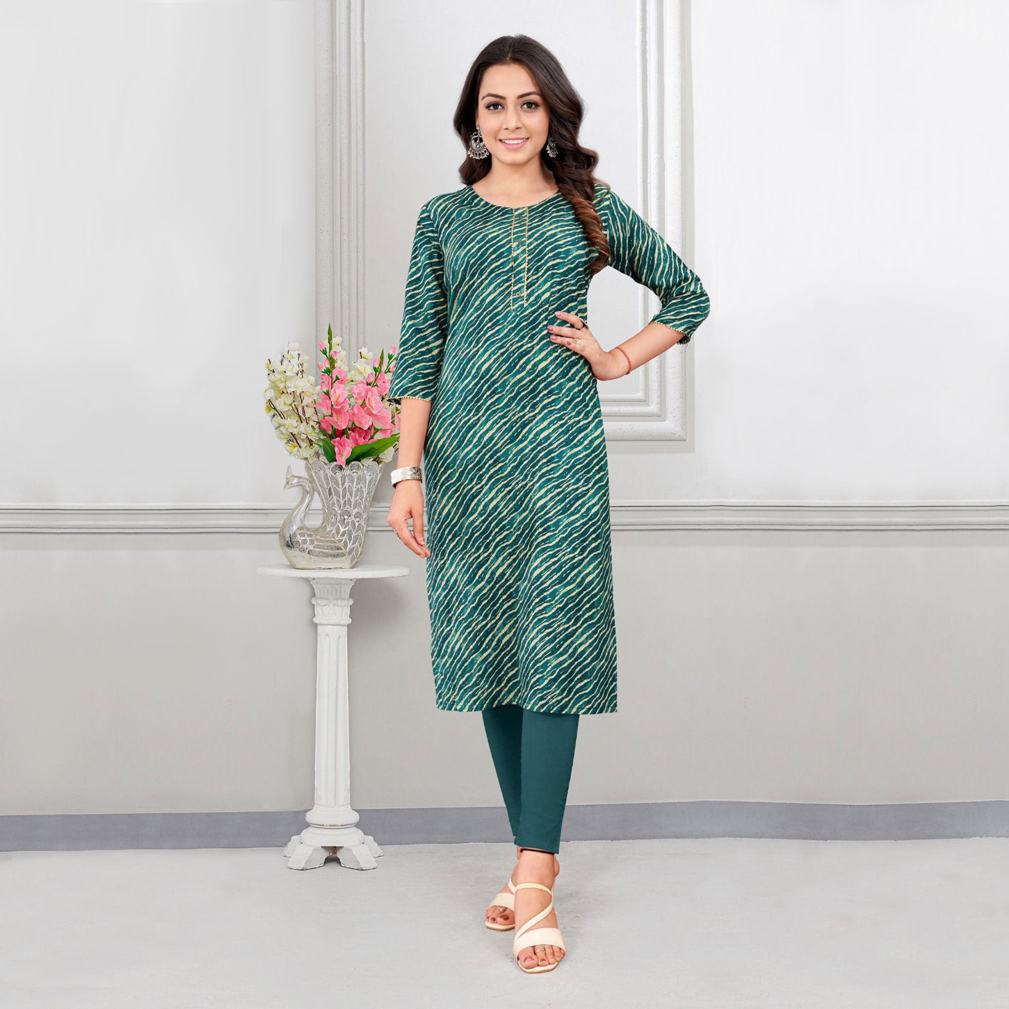 Morpich Foil Printed Rayon Kurti