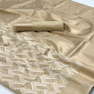 Chikoo Woven Linen Saree
