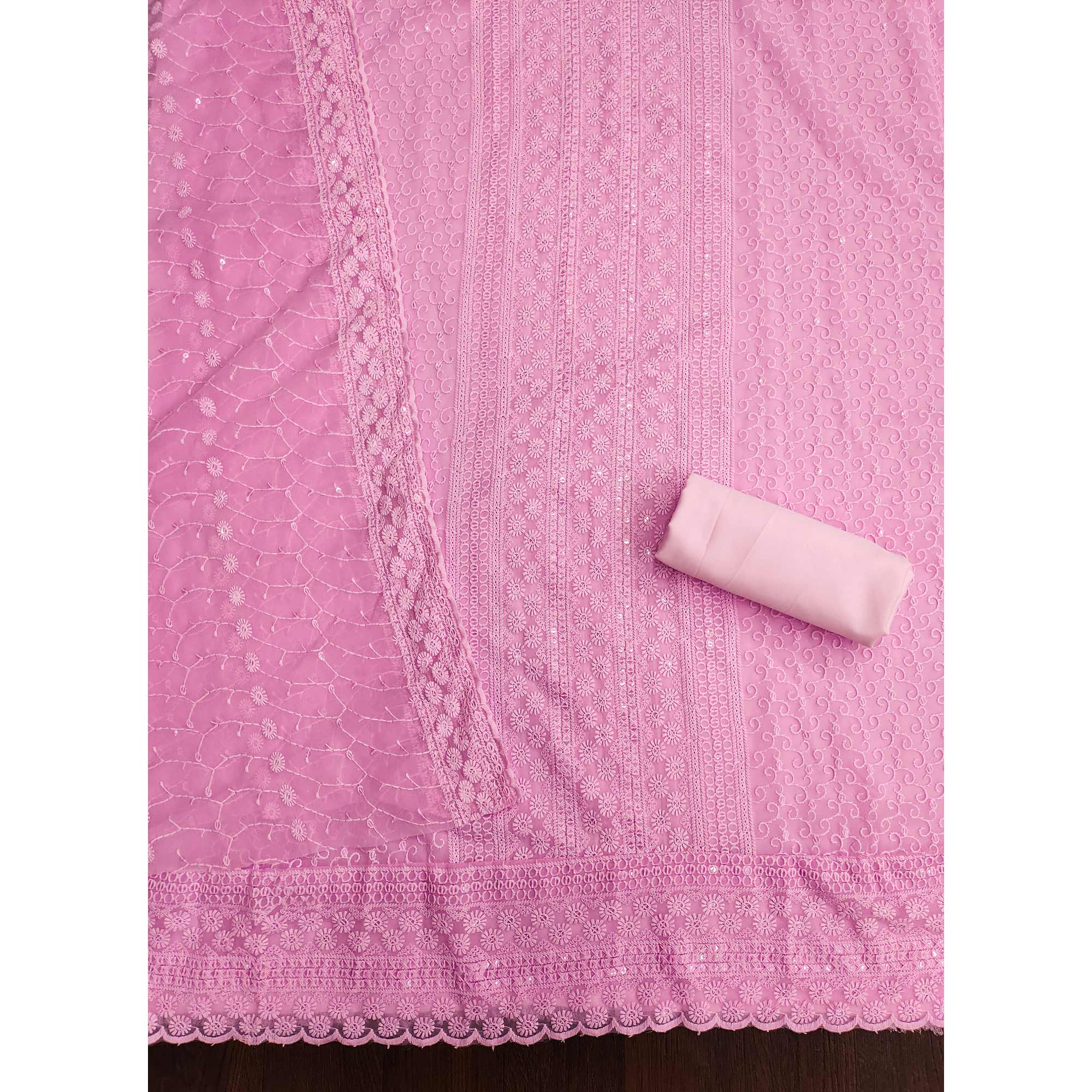 Pink Lucknowi Embroidered Georgette Suit