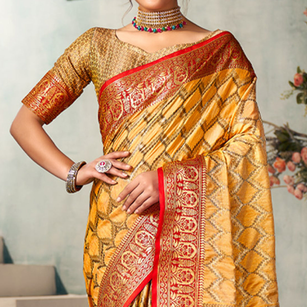 Yellow Woven Banarasi Silk Saree