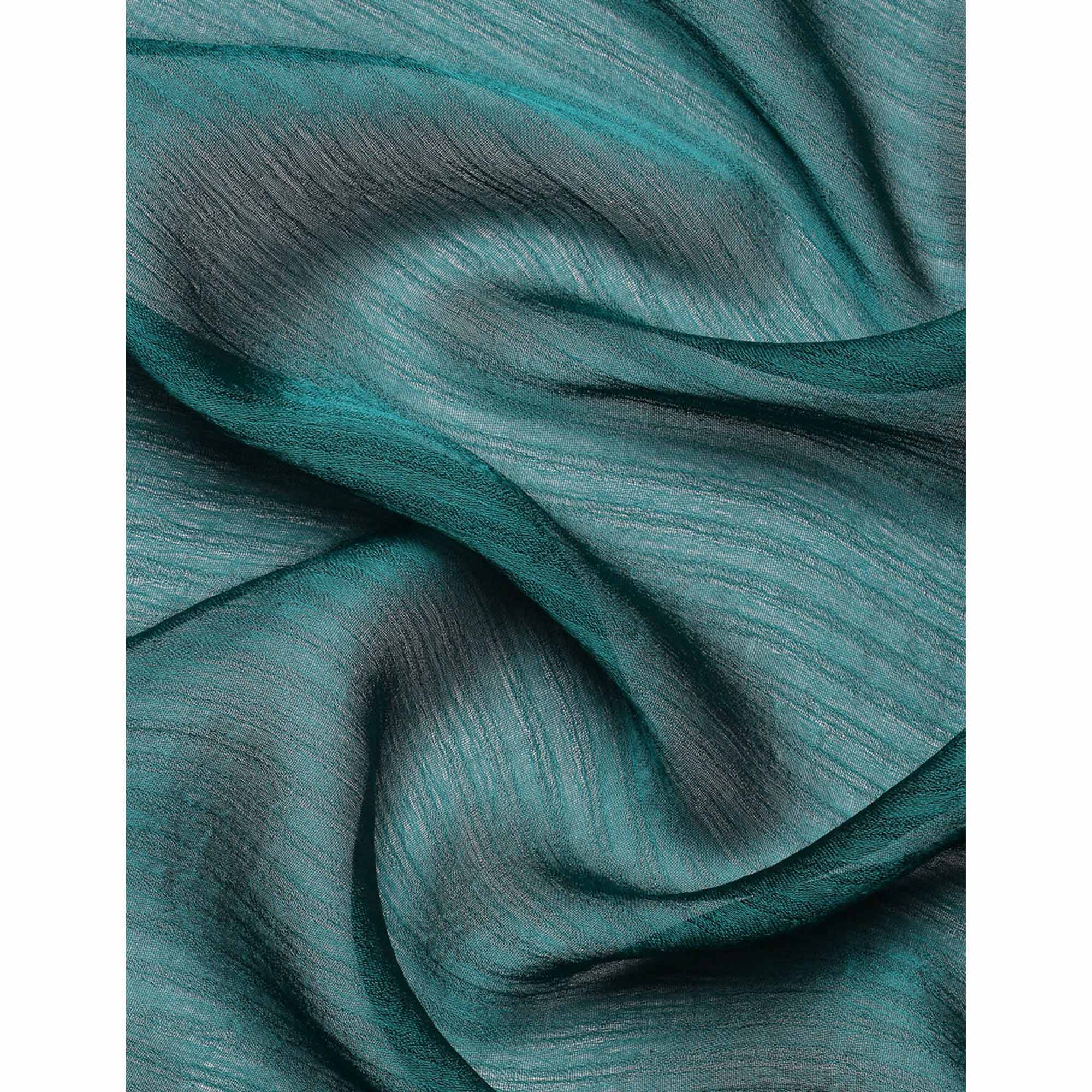 Turquoise Blue Swaroski Work With Woven Border Satin Saree