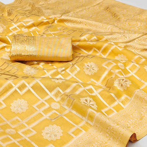 Yellow Woven Jacquard Saree