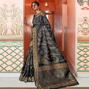 Black Woven Art Silk Saree