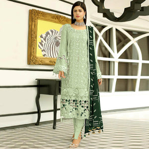 Green Floral Embroidered Georgette Pakistani Suit