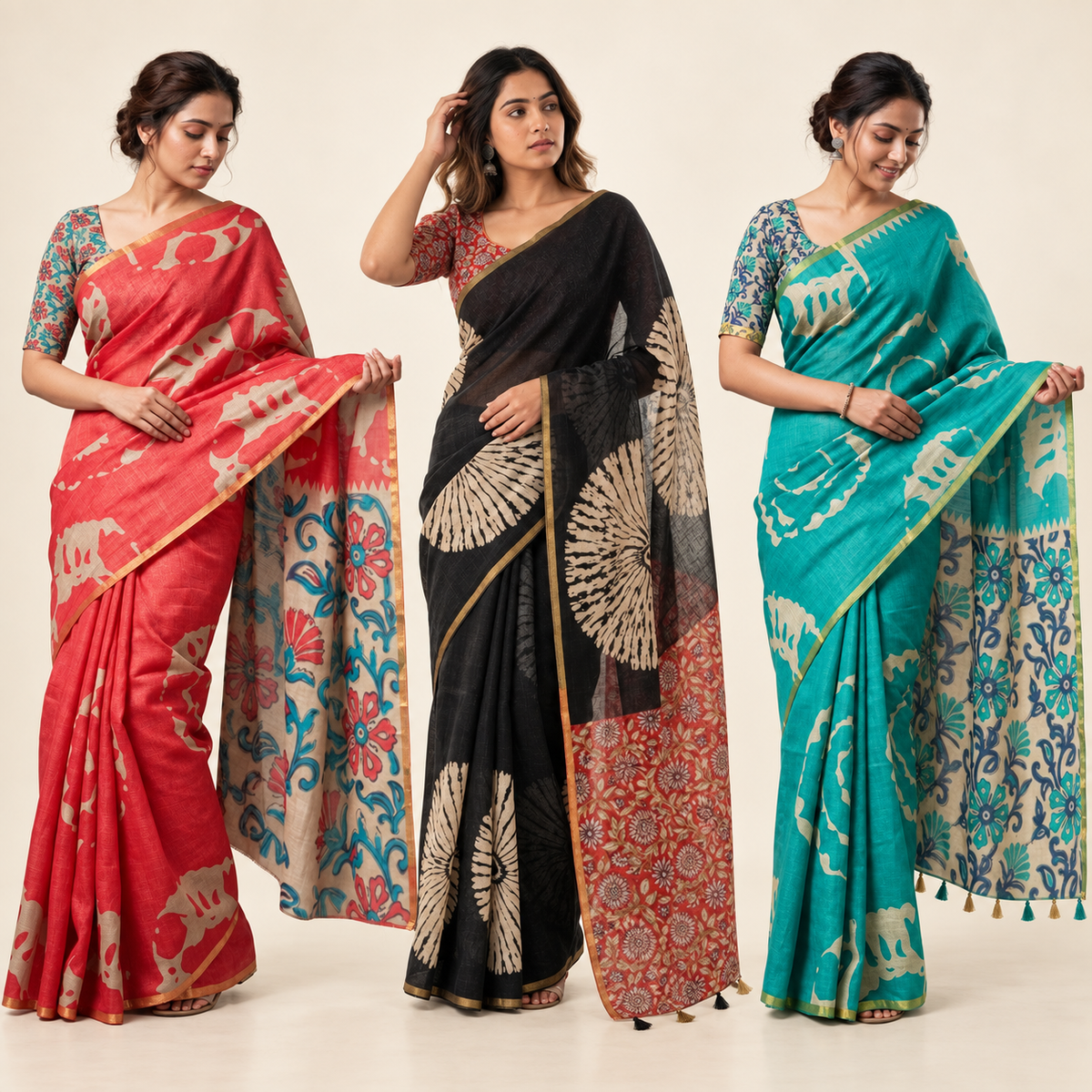 Peachmode Abstract Linen Trio - all 3 included products shown together