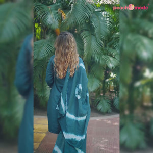 Blue Floral Embroidered Cotton Silk Salwar Suit