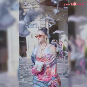 Multicolor Digital Printed Satin Saree