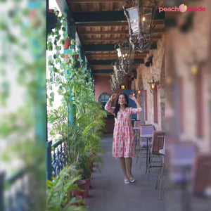 Off White Printed A-Line Chiffon Dress