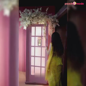 Yellow Sequins Embroidered Georgette Saree