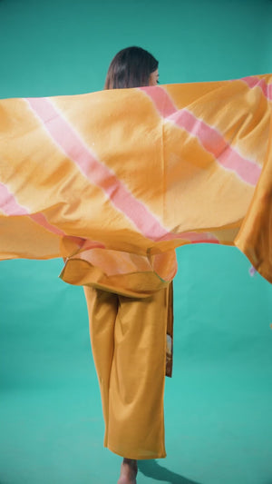 Mustard Pure Shimmer Straight Suit with Stone Embroidery