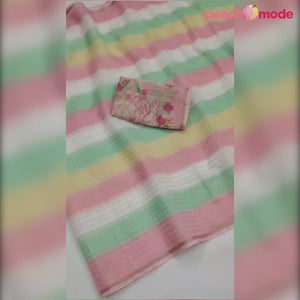 Peach Weaving Chanderi Saree