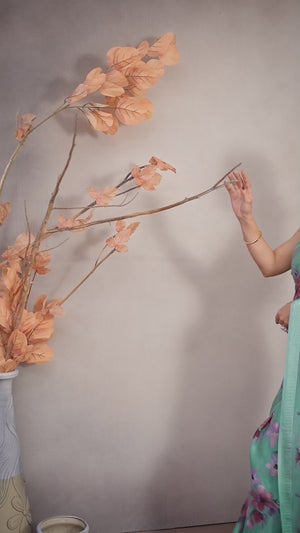 Sea Green Floral Printed Moss Art Silk Saree