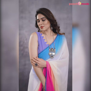 Multicolor Ombre Printed Georgette Ready To Wear Saree