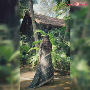 Grey Anarkali Chanderi Silk Suit With Hancrafted & Foil Print