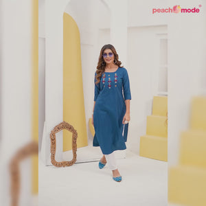 Morpich Floral Embroidered Art Silk Kurti