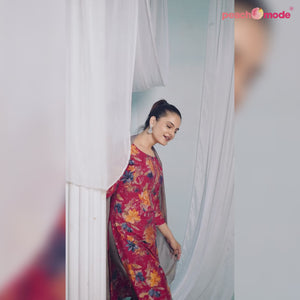 Pink Floral Foil Printed Modal Suit