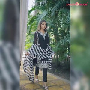 Black Lucknowi Embroidered Georgette Salwar Suit